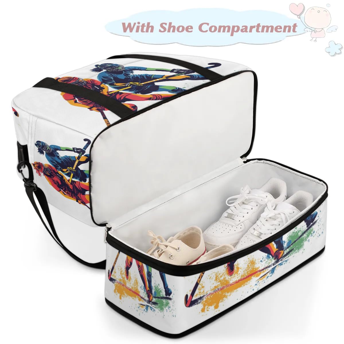 Sac de voyage pour joueurs de hockey pour femmes et hommes, sac de week-end, sac fourre-tout pliable et séparé, 47 l pour sport, gym, yoga, couleur, 47 L, Organiseur de sac