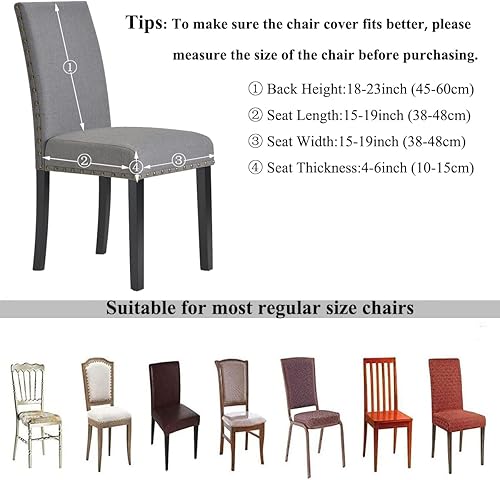 Miniatura 4 de HZDHCLH Paquete de 6 fundas para sillas de comedor, de elastano suave, extraíble, lavable, antipolvo, protector para hotel, oficina, ceremonia,