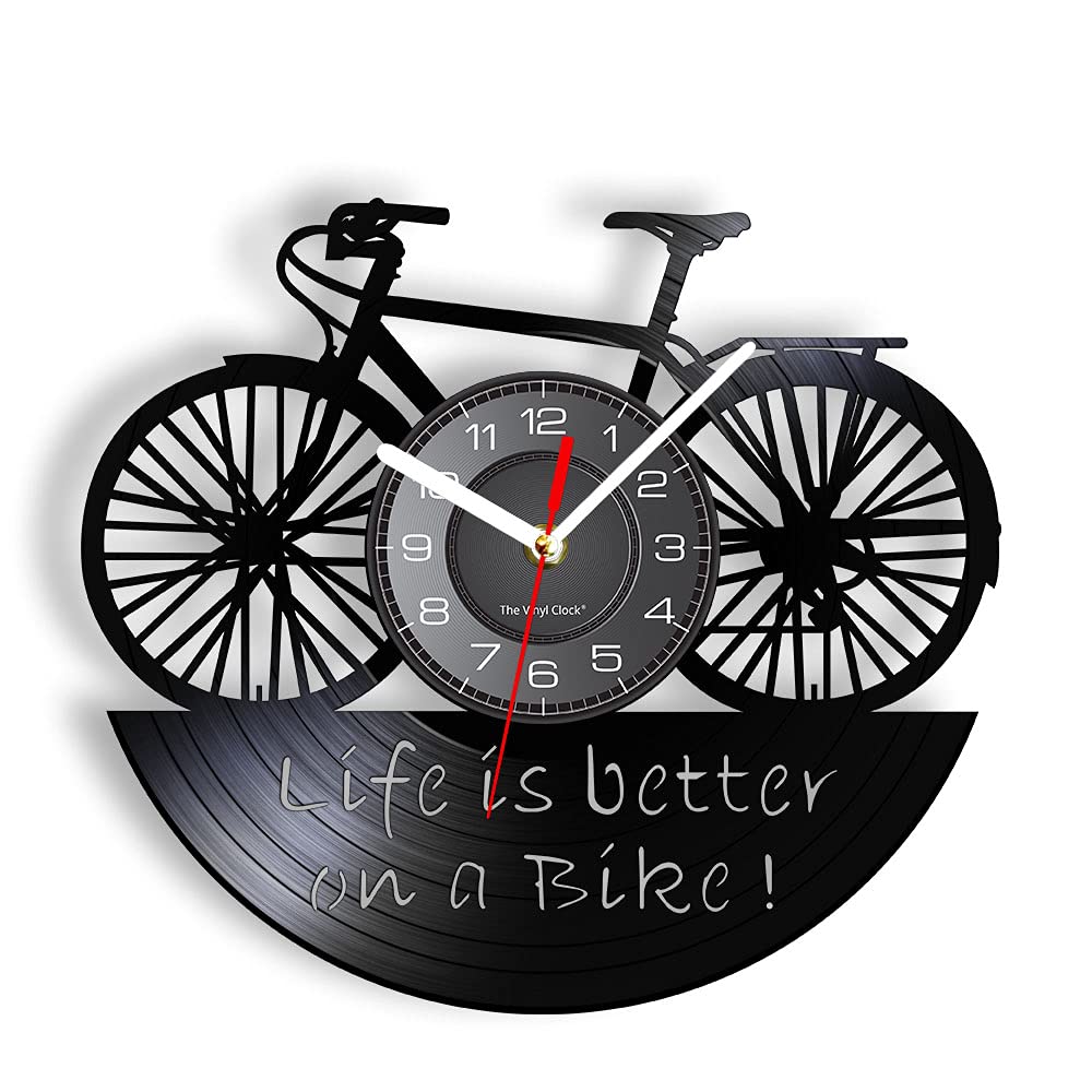 Smotly Without Lights Vinyl Clock, Creative Bicycle, Handmade Gift, Suitable For Any Wall Decoration Clock Gift! (Without Lights)