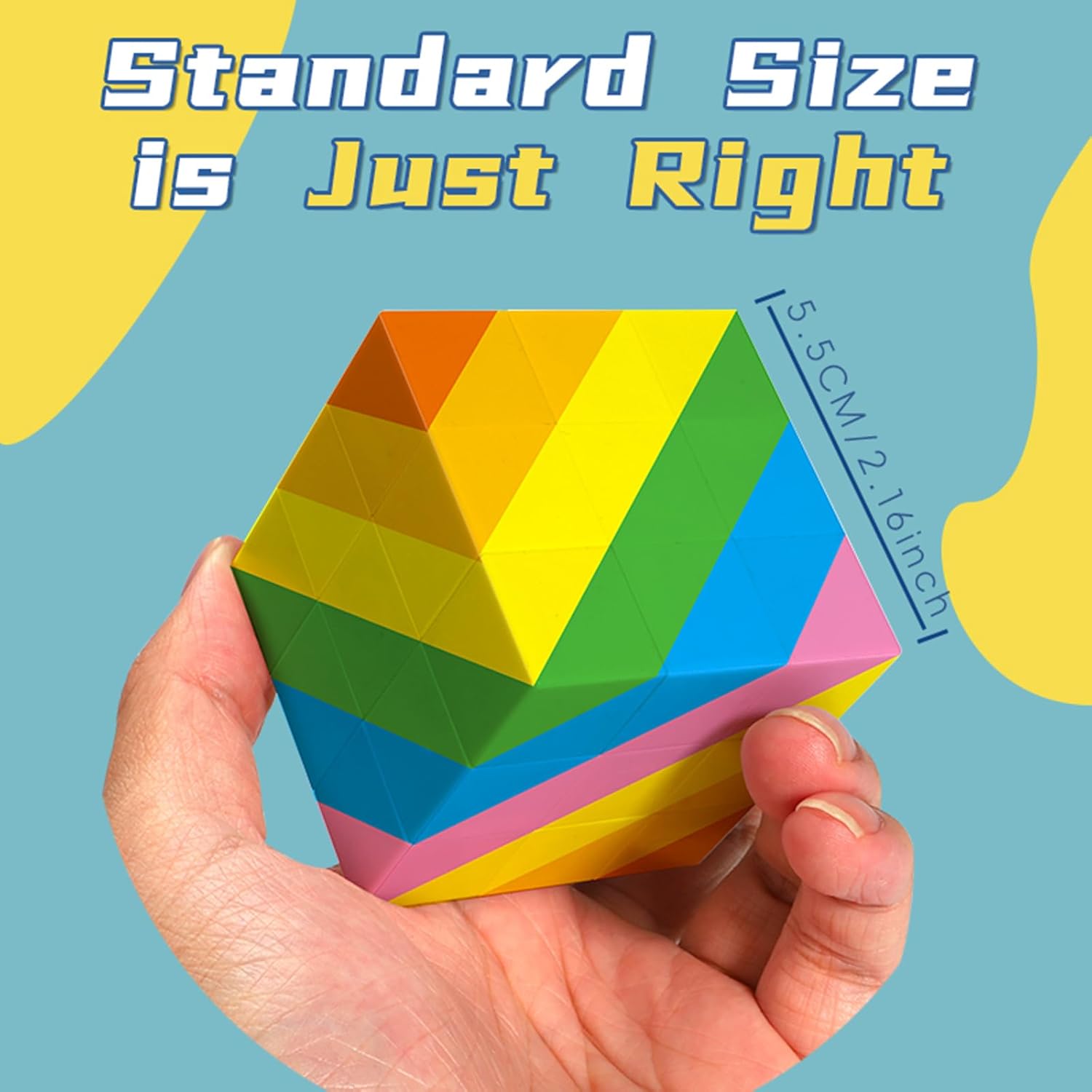 3x3 Speed Cube Puzzle, Rainbow Magic Cube, Brain Teaser Toy