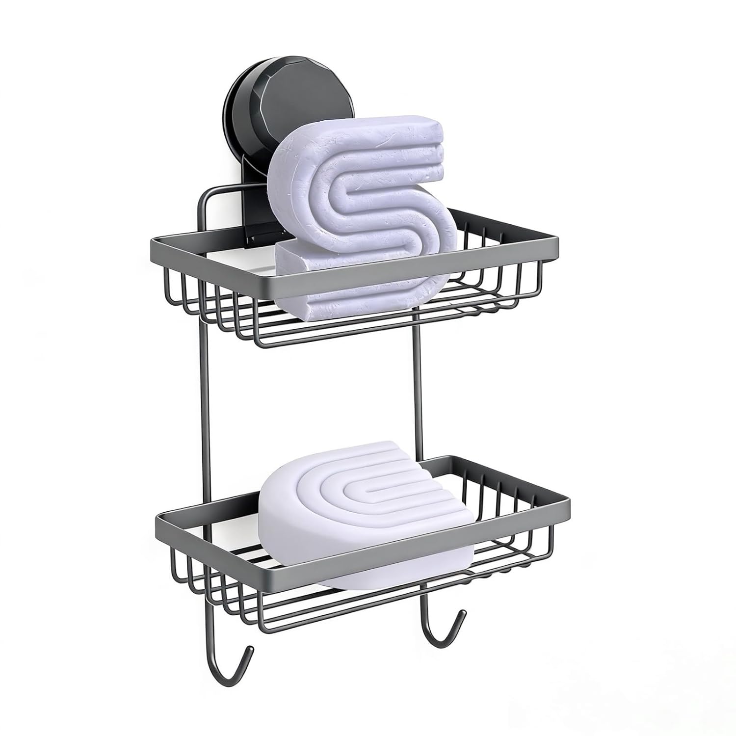 Shampoo Bar Holder Compatible with Kitsch 2-Tier Self-Draining Shower Caddy with Suction Cup Hanging Shampoo Bar and Conditioner