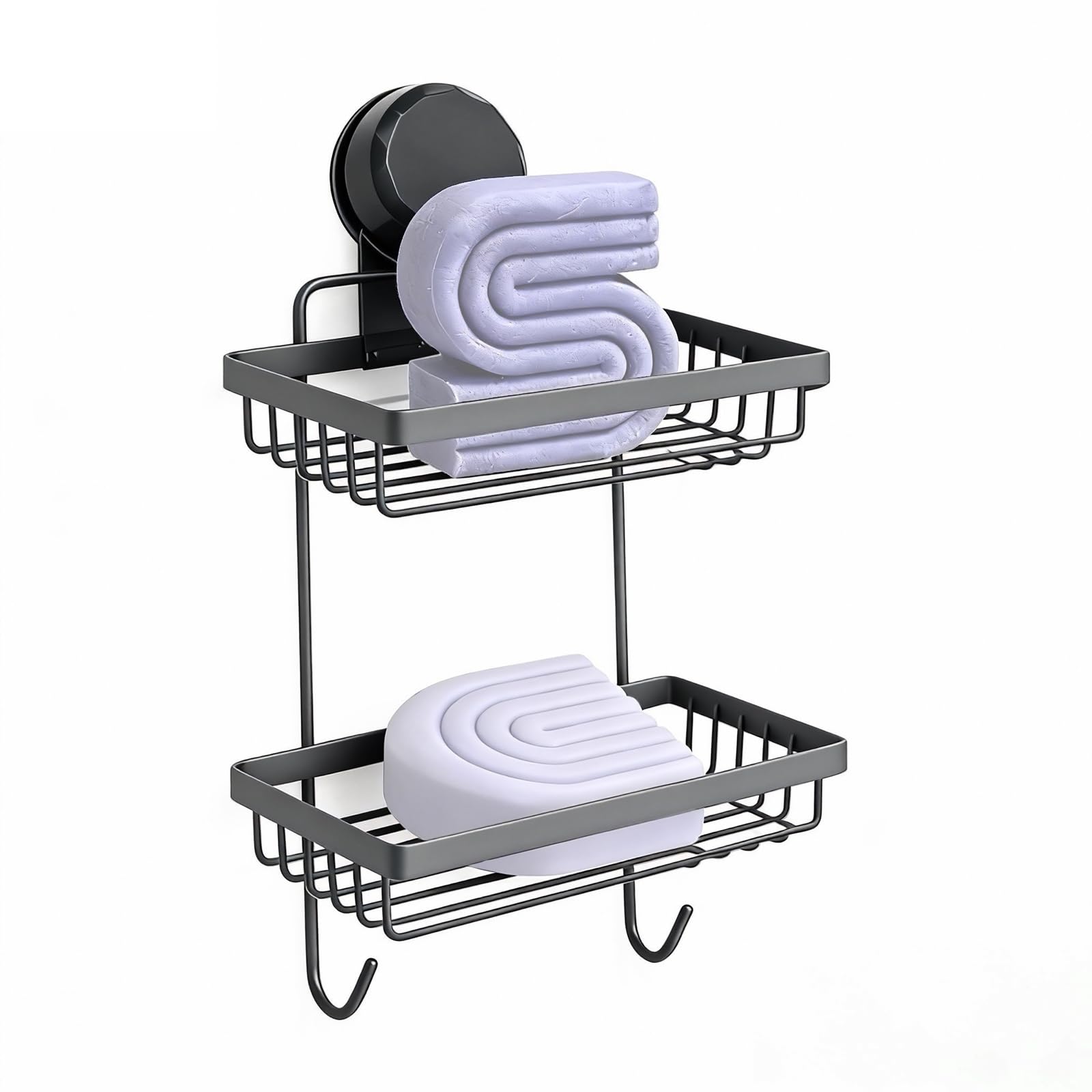 Shampoo Bar Holder Compatible with Kitsch 2-Tier Self-Draining Shower Caddy with Suction Cup Hanging Shampoo Bar and Conditioner