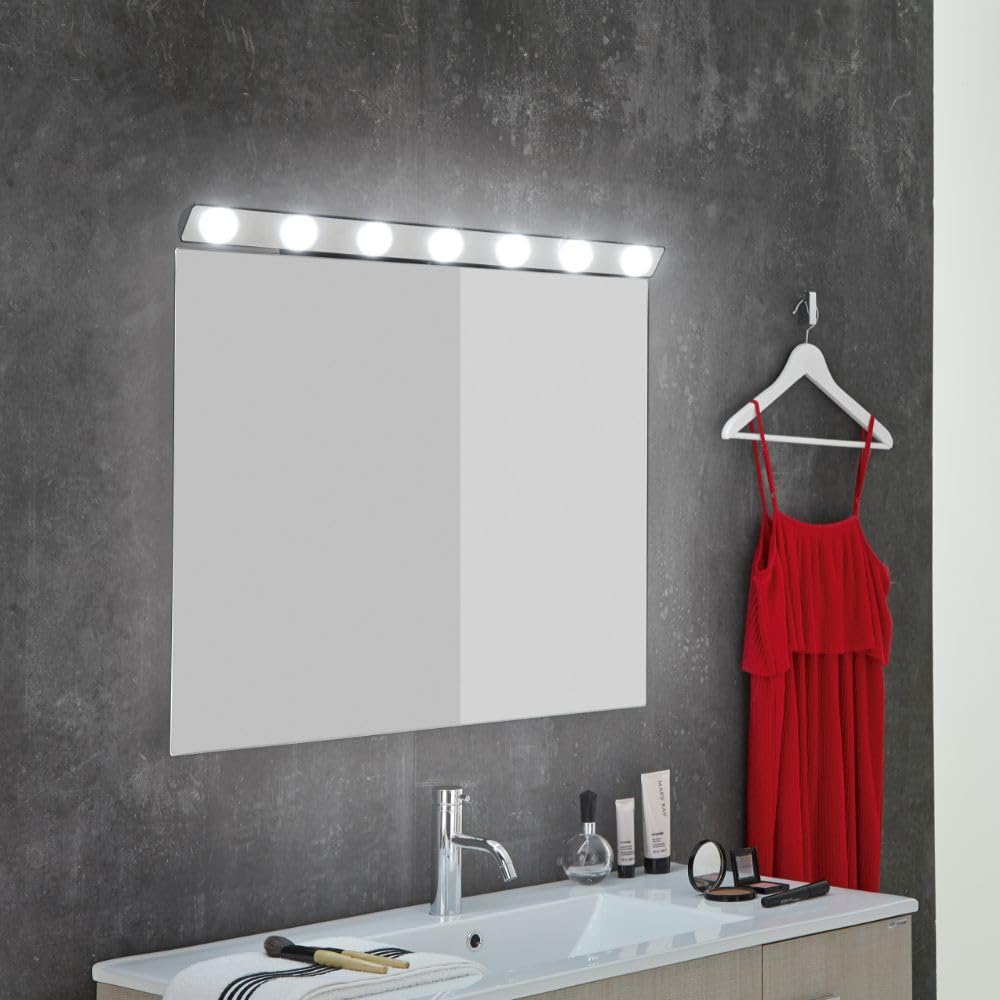 Aplike - Luci per specchio trucco, applique Hollywood con luce fredda (5700 K), luci da toeletta di facile installazione (85 cm)