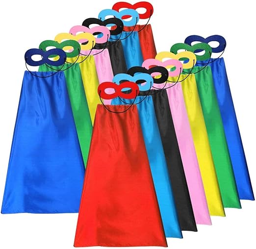 ADJOY Superhero Capes and Masks for Kids Bulk - DIY Children Capes for Birthday Party - 14sets(28pcs)