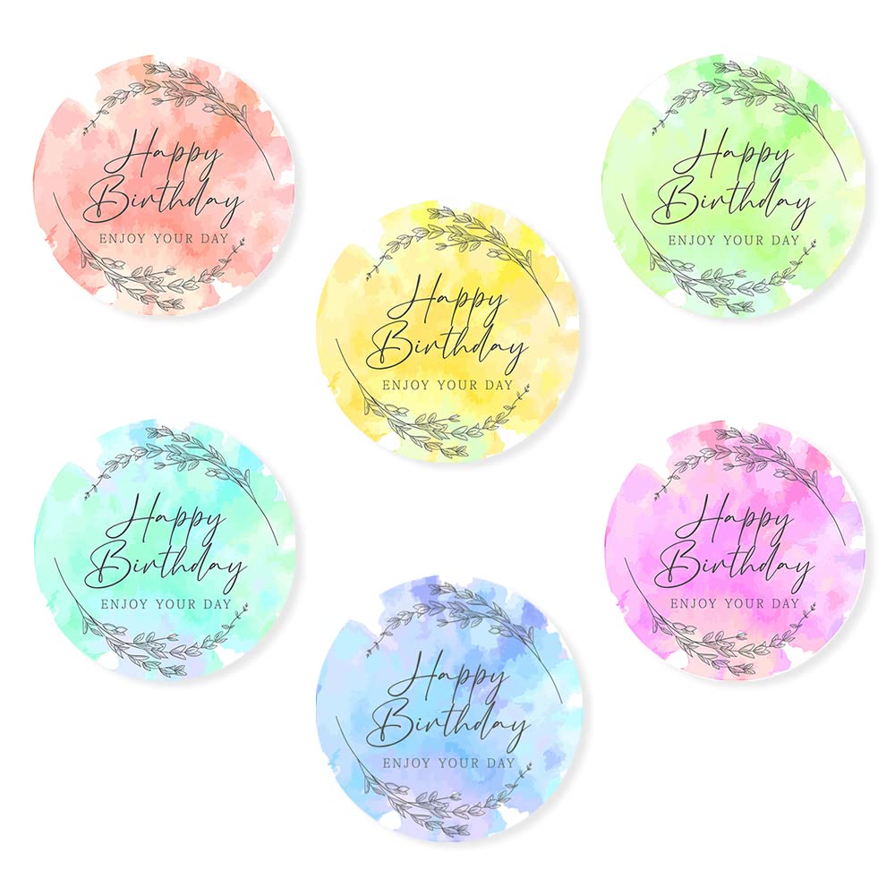 Pack of 40 Color Birthday Stickers for Children Self Adhesive (30 mm) Waterproof Happy Birthday Stickers for Card Making, Gifts Packwith®