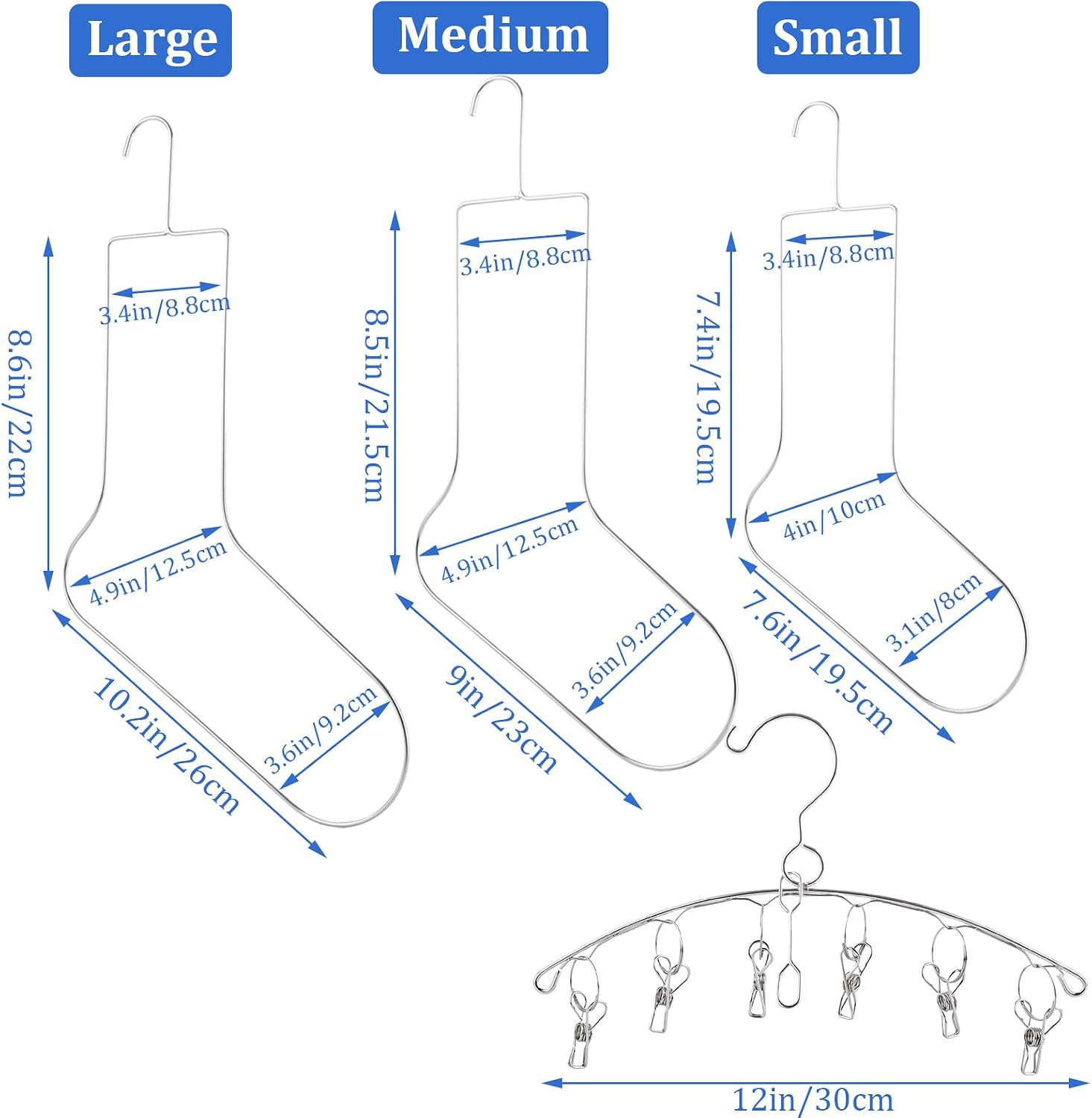 7 PCS Sock Blockers for Knitting for Adults Small Metal Medium Large Sock Blockers for Fast Drying Shaping and Displaying Hand-Knitted Socks