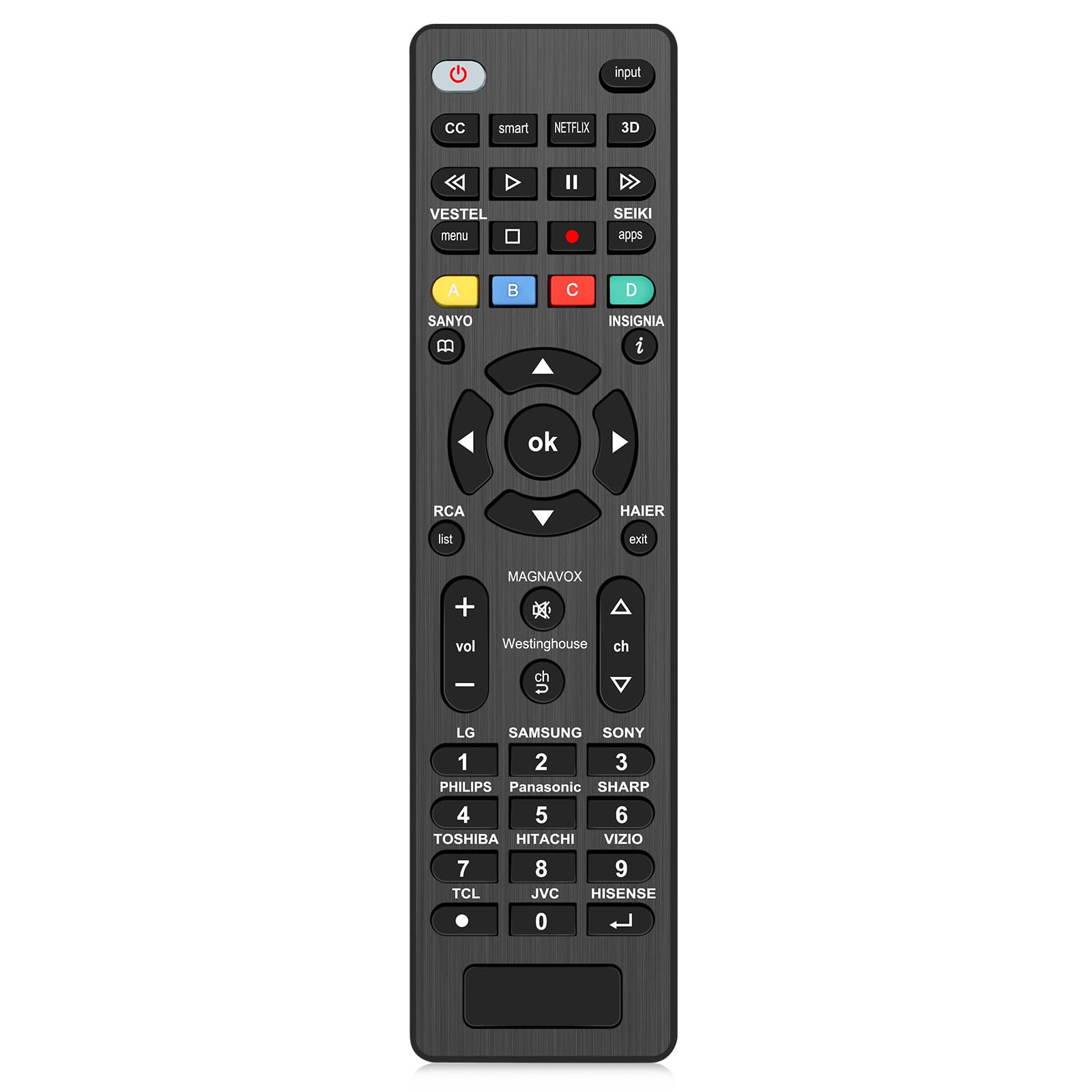 Hujidar Universal Remote Control for Samsung, LG, Vizio, TCL, Sony, Insignia, Sharp, Philips, Panasonic, JVC, Hisense, Toshiba, Sanyo, Seiki, and