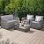 KROFEM 4 Pieces Patio Conversation Set, Outside Rattan Sectional Sofa, Cushioned Furniture Set, Wicker Sofa Ideal for Garden, Porch, Backyard, Grey Color Rattan and Light Grey Cushion