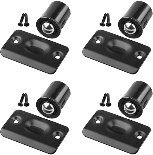 Miniatura 1 de HOMOTEK Paquete de 4 atrapadores de bola con placa de golpeo para puertas de armario, negro, 1316 pulgadas x 1-18 pulgadas, bola de tensión ajustable