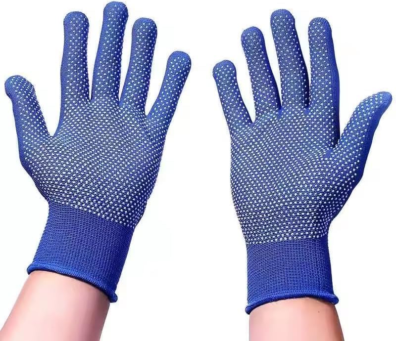 Image of Heega PVC Dotted Cricket Tennis and Batting Gloves for Men with Flexible and Secure Elastic Wrist | Extra Grip, Breathable Cotton Tennis Batting Gloves for Cricket (Blue, 1 Pair)