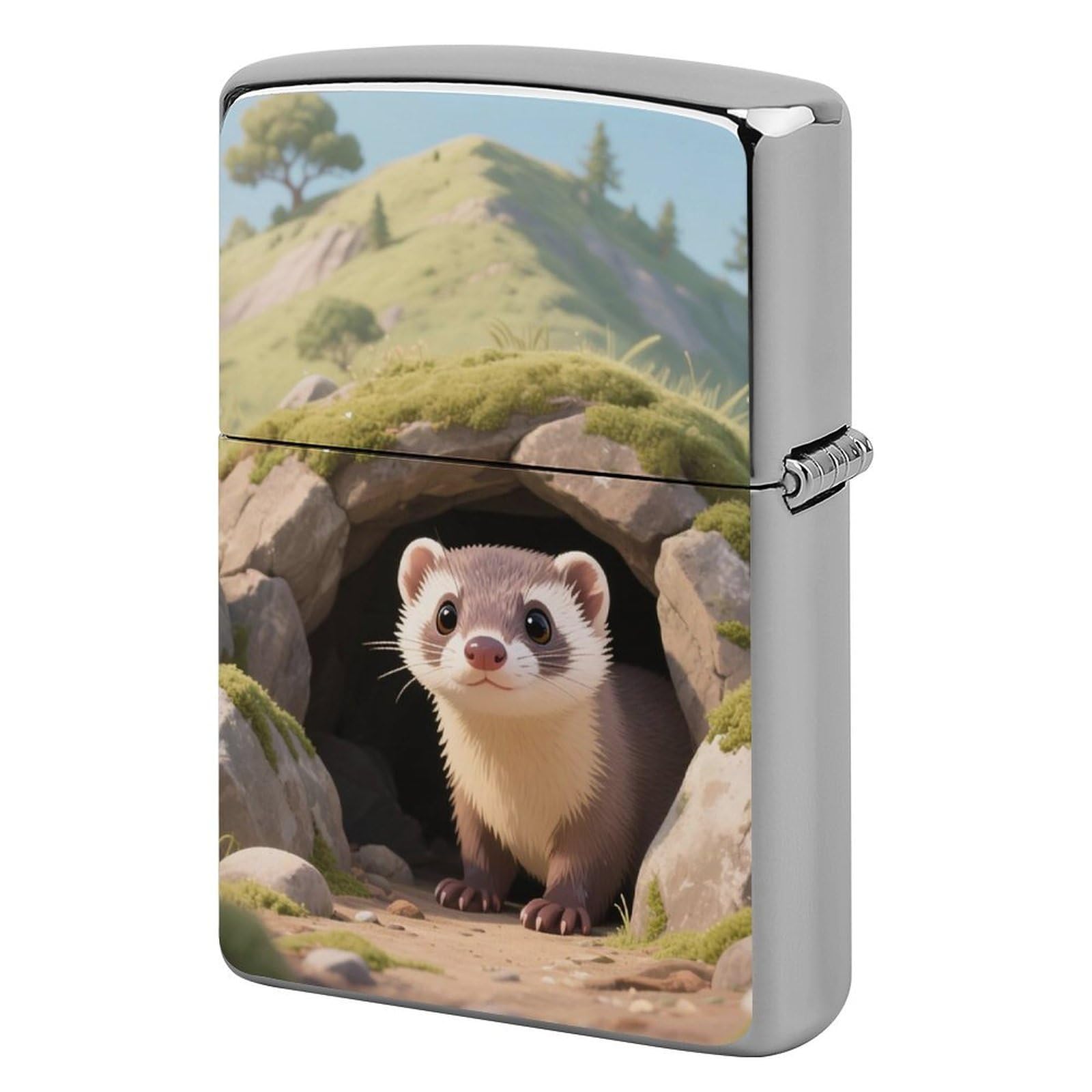 Cute Weasel Lighter Case Cover Vintage Metal Lighter Sleeve Reusable Lighter Protective Cover Decorative Lighter Holder Birthday Gifts for Men Women