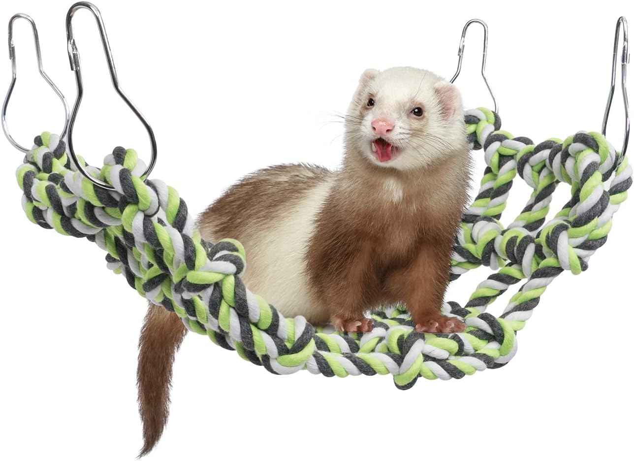 Niteangel Small Animal Activity Toy, Rat and Ferret Cotton Rope Nets (Green)
