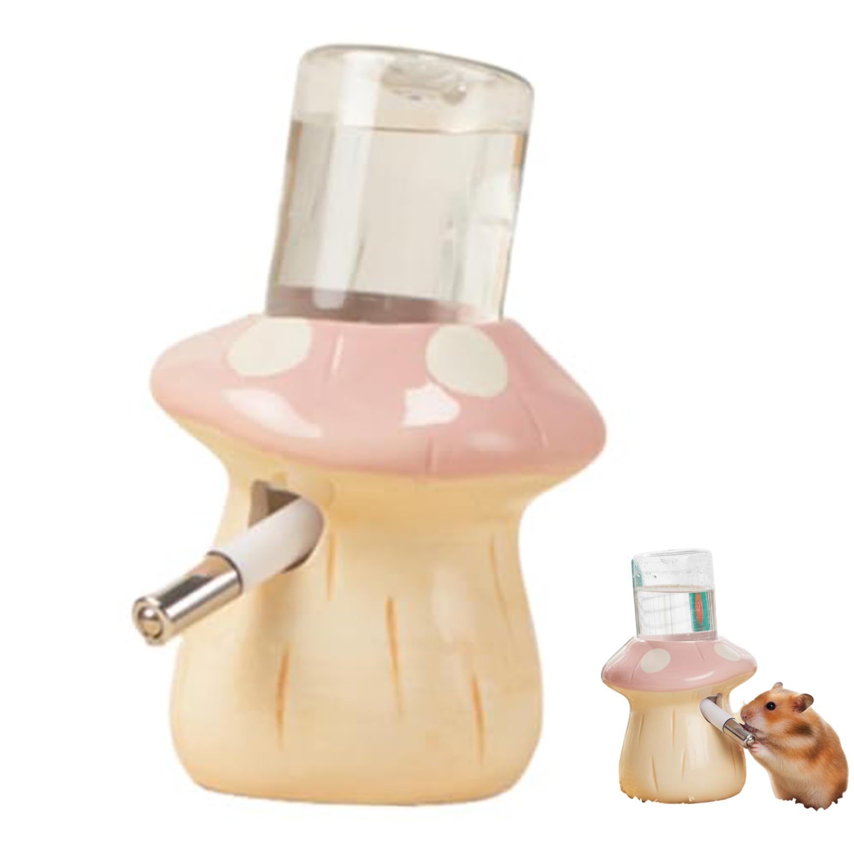 Ceramic Hamster Water Dispenser with Mushroom House – Leak-Proof Water Bottle for Rabbits Guinea Pigs Hedgehogs Chinchillas
