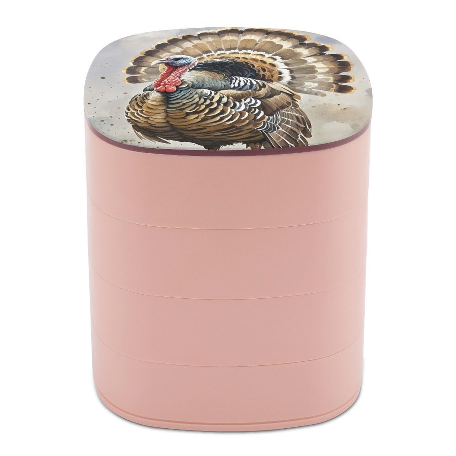 LZQPOEAS Meleagris Gallopavo Jewelry Box with Mirror 4-Layer Rotating Travel Jewelry Case Small Jewelry Organizer Portable Jewelry Storage Box Rings Stud Necklaces Earring Holder for Women