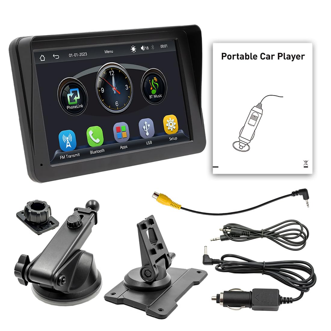 GPS Auto,GPS Navigatore Satellitare,Navigatore per Camion,7 Pollici Touchsceen,con Avviso Guida vocale,Chiamata Bluetooth,Uscita Wireless FM,Multilingue,per Auto Camion