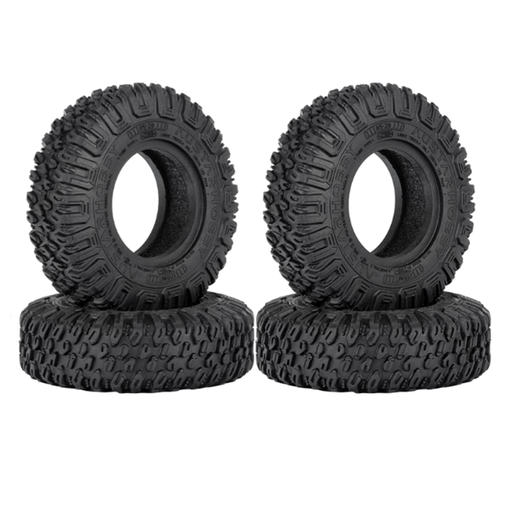 Bumdenuu4PCS 85MM 1.55 Inch Rubber Wheel Tires Tyre for 1/10 RC Crawler Car Axial Yeti Jr RC4WD D90 TF2 CC01 LC70 MST