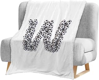 Cobertor infantil, cobertor de lã de ovelha com letra W alfabeto sherpa para crianças roupa de cama macia e leve cobertor de cama de pelúcia para meninas menino, 127 x 152 cm
