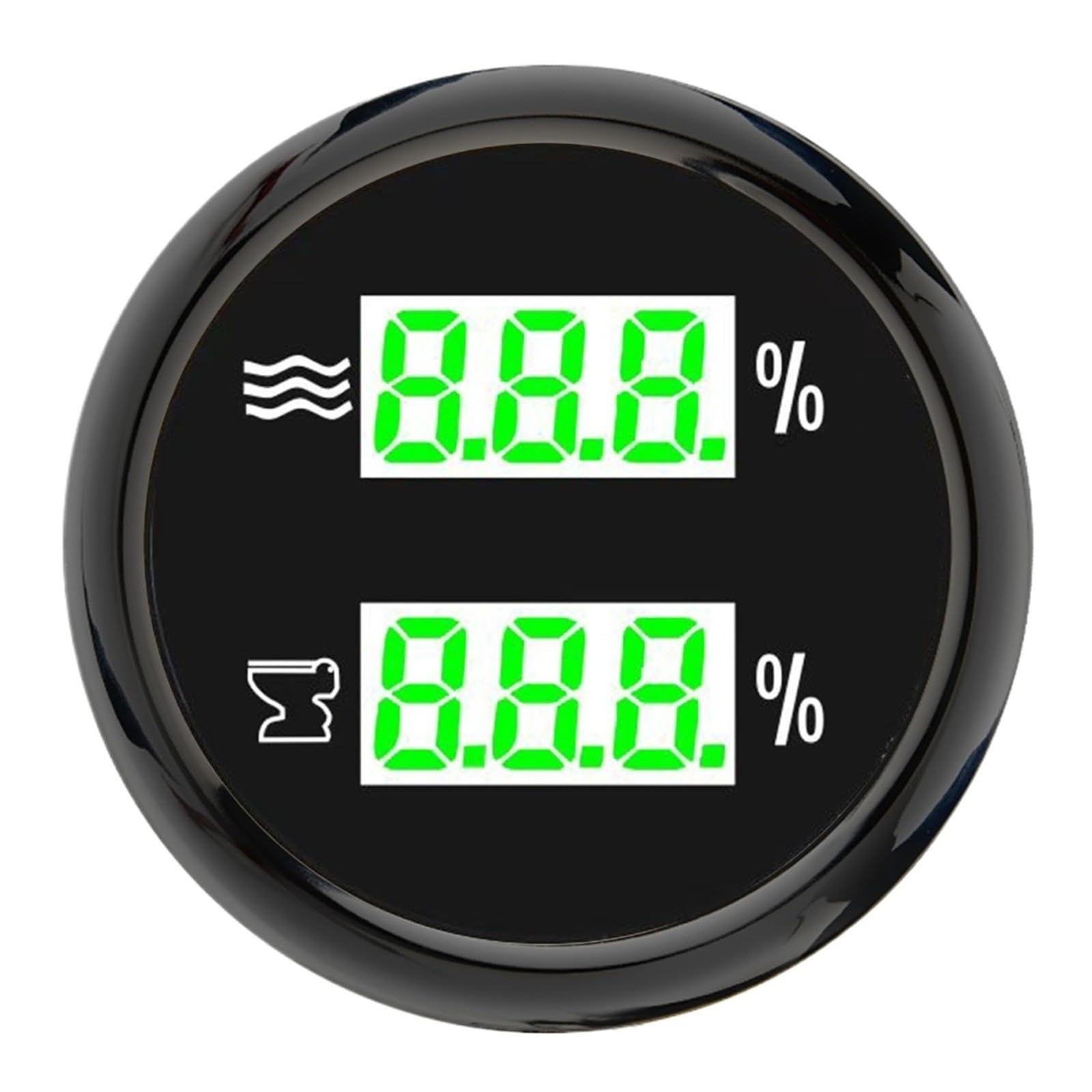 2IN1 Dual 52mm Messgerät mit grüner LED, digitaler Wasserstand + Abwasserpegelmesser for Autos mit Blitzalarm 0-190 Ohm, 240-33 Ohm, 0-90 Ohm Klare Messwerte(BB)