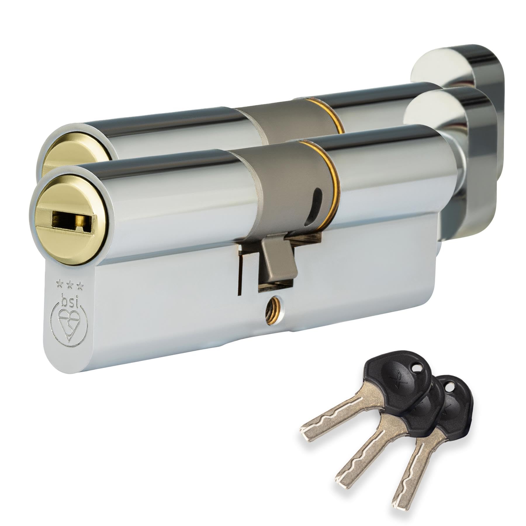 Xfort Dual Pc/Pb Colossus Dual Finish 3 Star Kitemarked Keyed Alike Euro Cylinder Lock 35Ex/35T (70Mm), British Standard Ts007 Anti-Snap Barrel Lock, Upvc Door Lock.