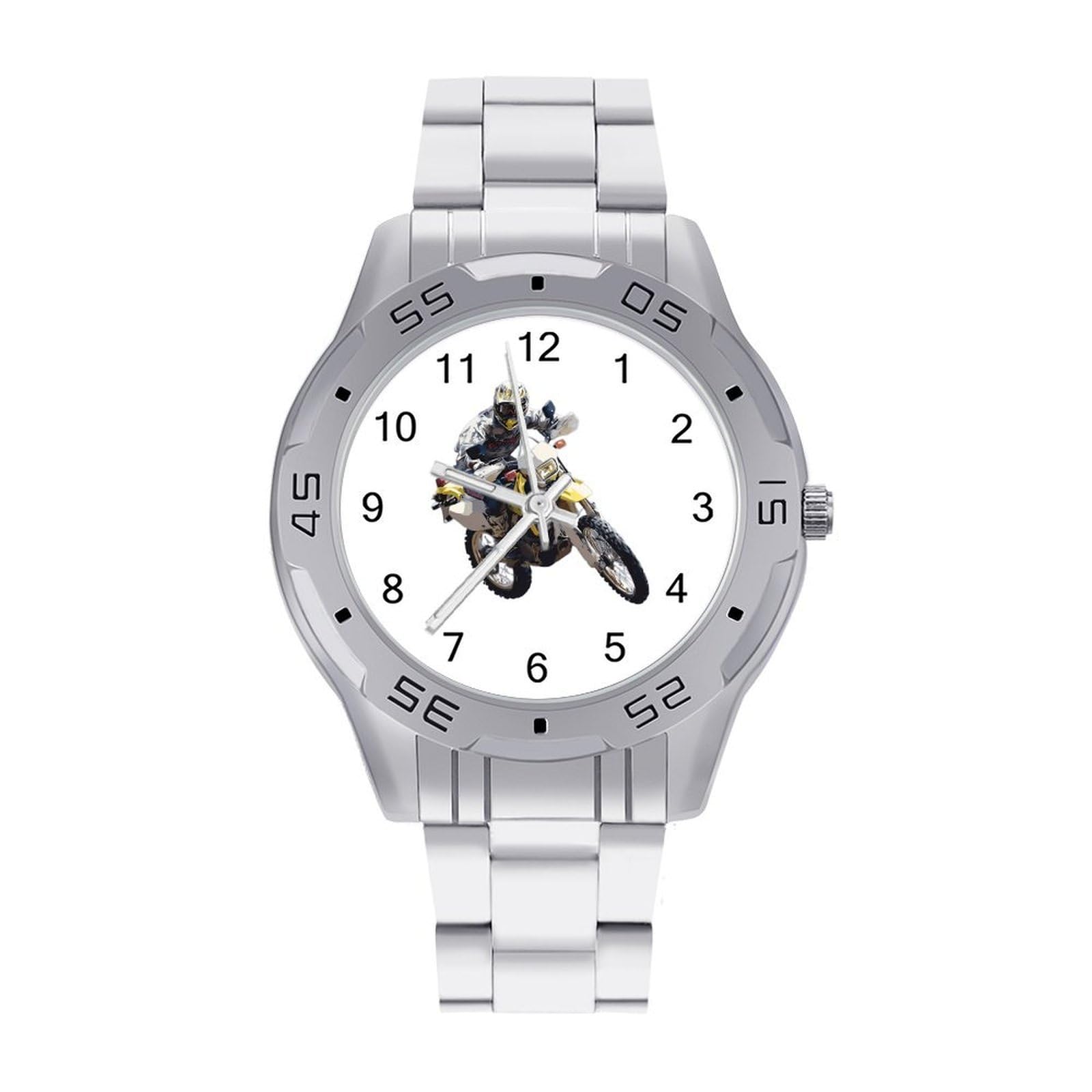 Motorrad Herren Quarzuhr Trendy Edelstahlbänder Leicht Ablesen Minimalistische Armbanduhren Business Daily