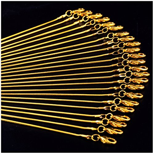 Gold Chain 18K Gold Plated Snake Chains for Necklace Jewelry Making 24pcs 1.2mm 20inch with Lobster Clasps Women DIY Bulk Link Supplies