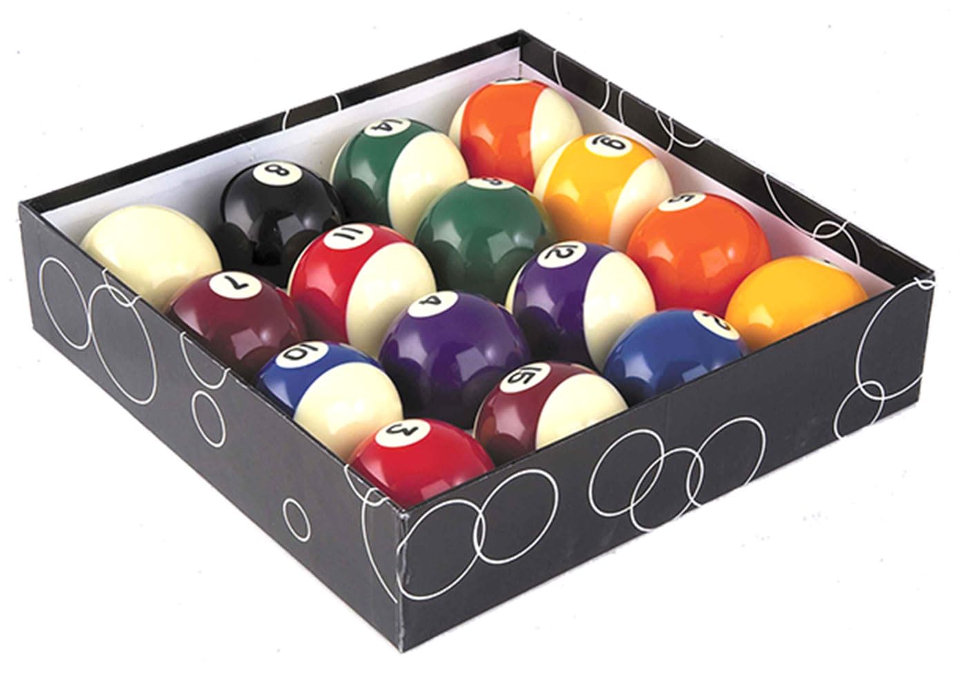 OAH Biglie Biliardo Pool. Set bilie 15 Palle numerate e Una Bianca Battente mm 57,2 Scatola 12 gessi pioneer