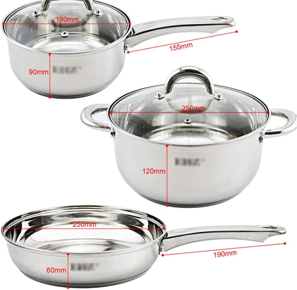 Stainless Steel Pots And Pans Set With Pan Cookware Set With Lid Frying Pan 5 Piece Kitchen Cookware Set (Color : A, Size : As the picture shows) (A As the picture shows)