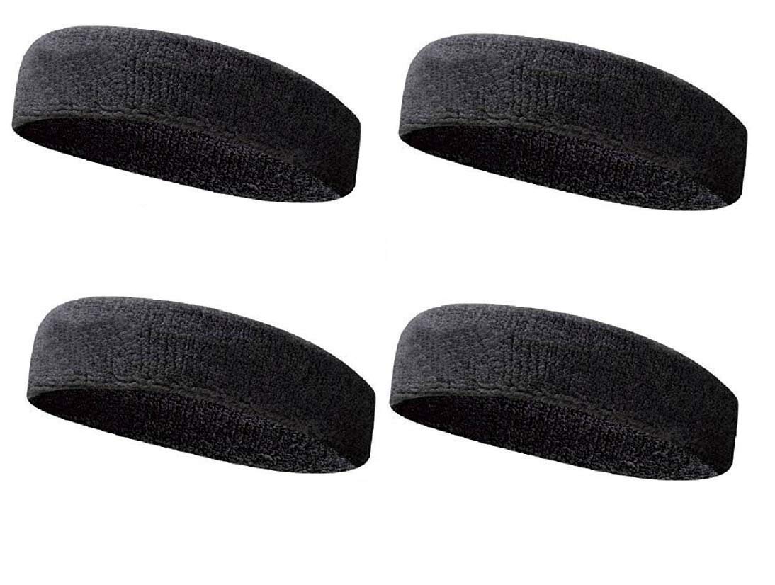 Sports Black Head Band | Towel Cotton | use in Badminton, Long Tennis, Table Tennis,Tennis Basket Ball,etc (4) (B08CKQRYT2) Amazon Price History, Amazon Price Tracker