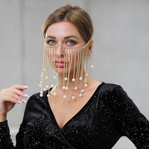 Miniatura 8 de Disfraz de cadena de velo para cosplay, disfraz de cabeza de cristal, joyería india