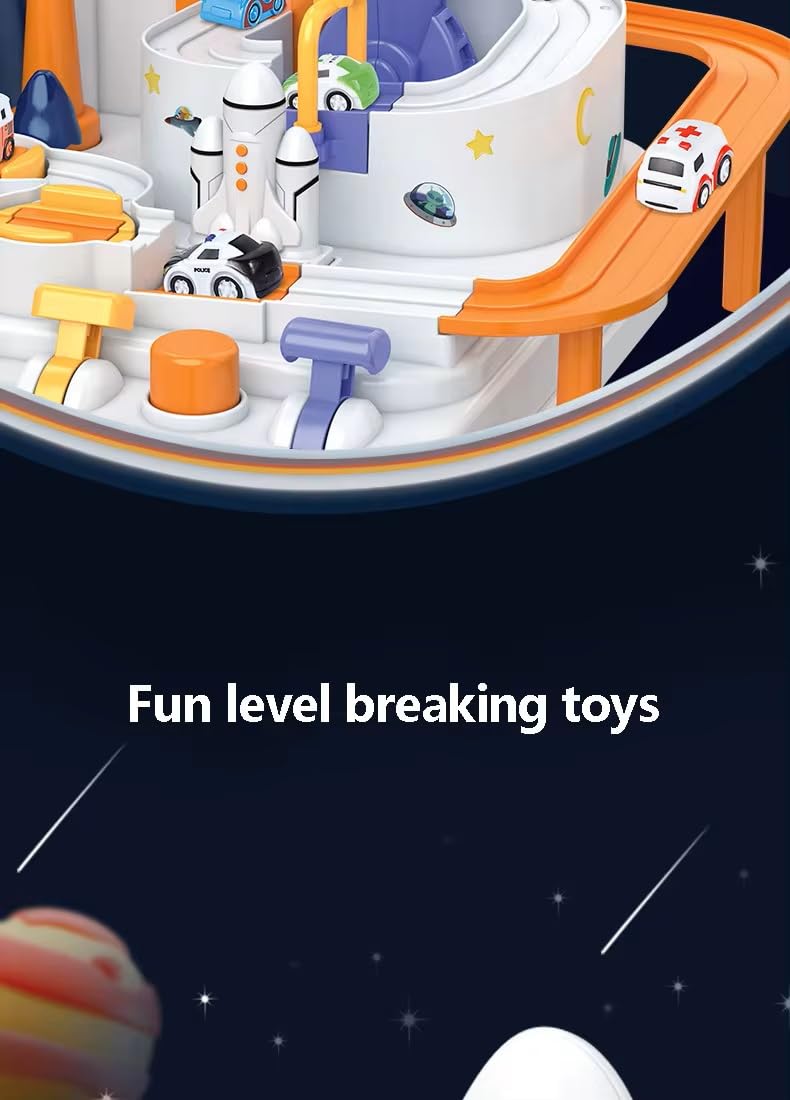 Toyshine Space Orbit Challenge Adventure Cars Track Toys for 3+ Year Old Boys Girls, City Rescue Preschool Educational Toy Vehicle Puzzle Car Track Playsets for Toddlers 4