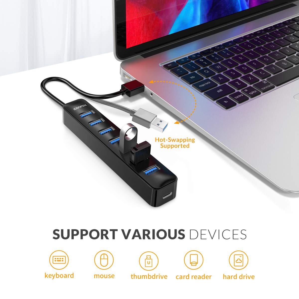 Hub USB 3.0  7 Ports  - Multiprise Avec Interrupteur Indépendant Et LED 5gbps Compatible Pc Mac Xbox Cles Usb 98847387