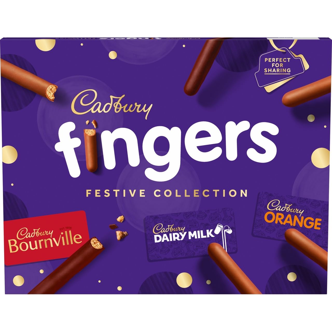 Cadbury Festive Fingers Collection Chocolate Biscuits, 342 g, Bournville, Orange & Cadbury Dairy Milk Fingers. Confectionery, Big Night in, Birthday, Sharing Chocolate Box, Christmas OFFICIAL