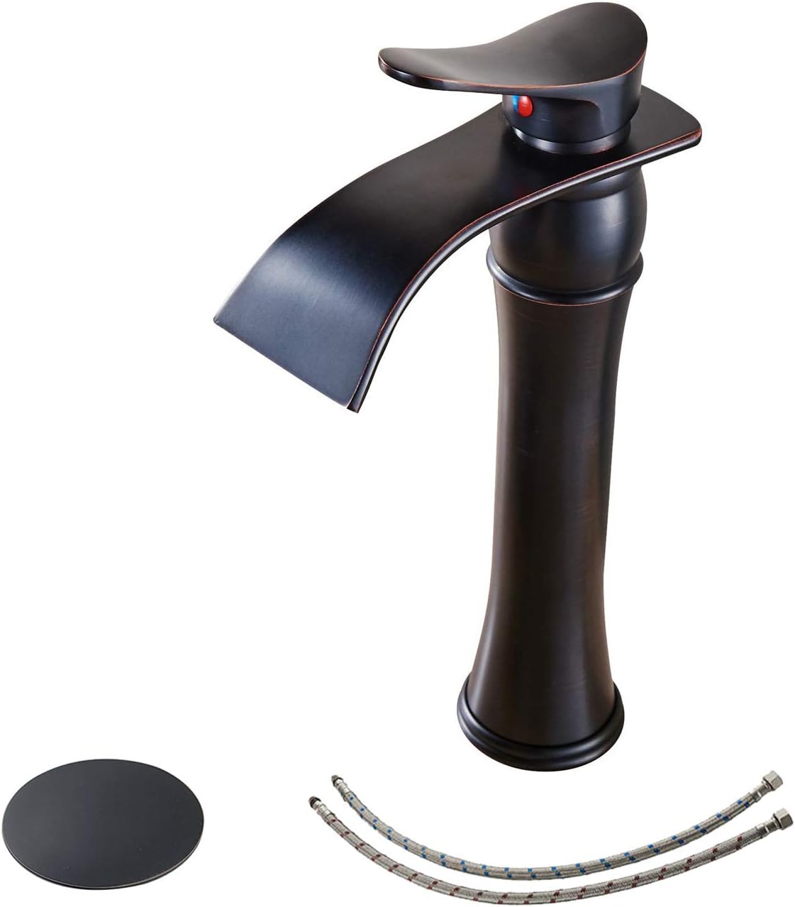 Buy Vessel Sink Faucet Oil Rubbed Bronze Waterfall Bathroom Faucet For 1 Hole With Pop Up Drain Without Overflow And Supply Hose Single Handle Rustic Vanity Basin Faucets Lead Free Tall Body By