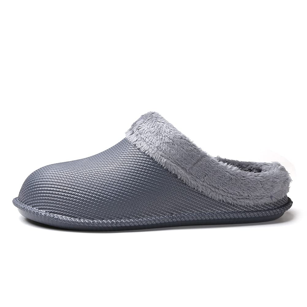 Zapatillas impermeables para hombre y mujer, para casa, con forro de piel, para invierno, zapatos de jardín, suela antideslizante
