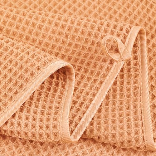 Image of POLYTE 430 GSM Microfiber Oversize Quick Dry Lint Free Bath Towel, 60 x 30 in, 4 Pack (Waffle Weave)