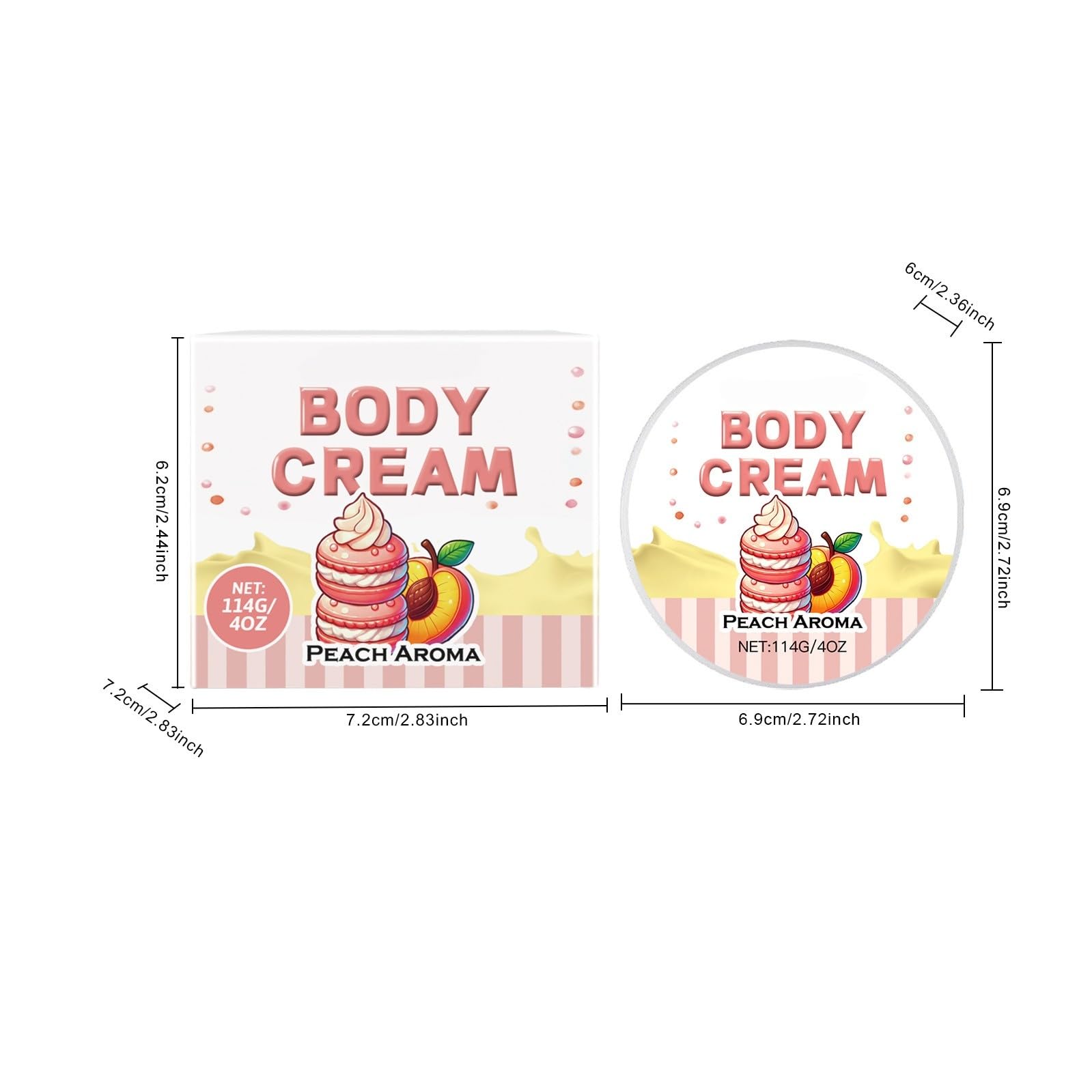 Crema Corporal Aroma Melocotón, Hidratación Profunda para Piel Seca, Crema Nutritiva con Fragancia Duradera, Tarro de 114g / 4 OZ para Cuerpo Completo