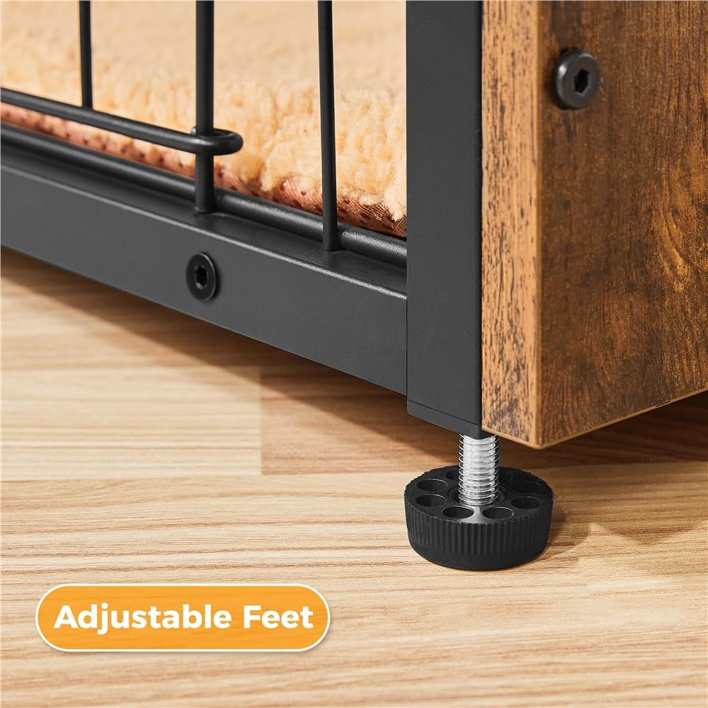 Yaheetech Gabbia per Cani Kennel Tavolino Armadietto con Doppie Porte Gatti a Rete in Legno da Interno 80,5 × 55,5 × 64 cm Marrone Rustico