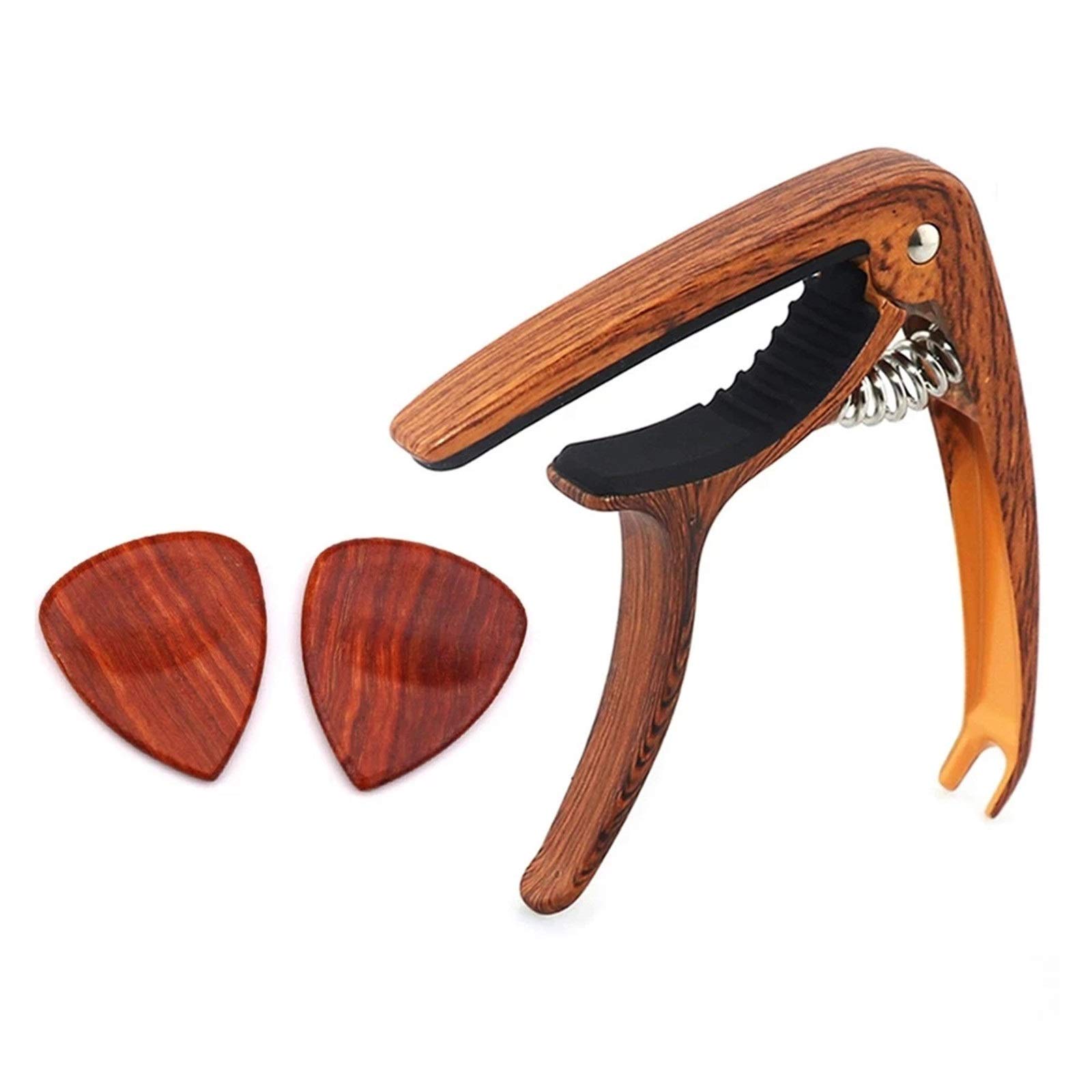 Capodastre en métal pour Guitare avec extracteur de goupille pour Guitare électrique avec Porte-médiator (Couleur : comme indiqué, Taille : Taille Unique) (Taille Unique comme indiqué)