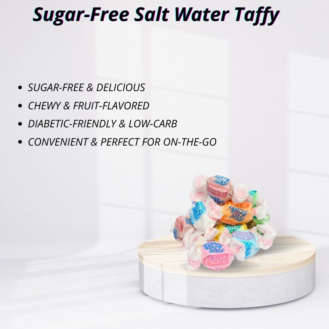 5 lb Sugar-Free Salt Water Taffy by Nuts To You | Classic Chewy Fruit-Flavored Candy | Low-Carb, No Added Sugar, Diabetic-Friendly | Soft & Delicious Pack for Guilt-Free Snacking