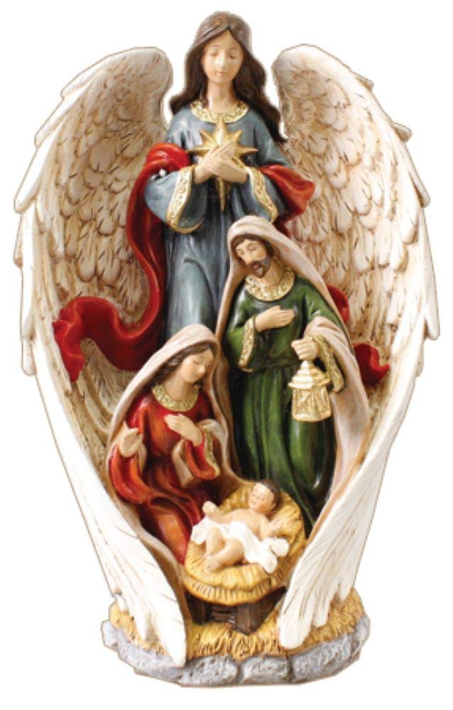 Christmas Angel Holy Family 4 Figures Multicoloured Resin Xmas Ornament 25 cm