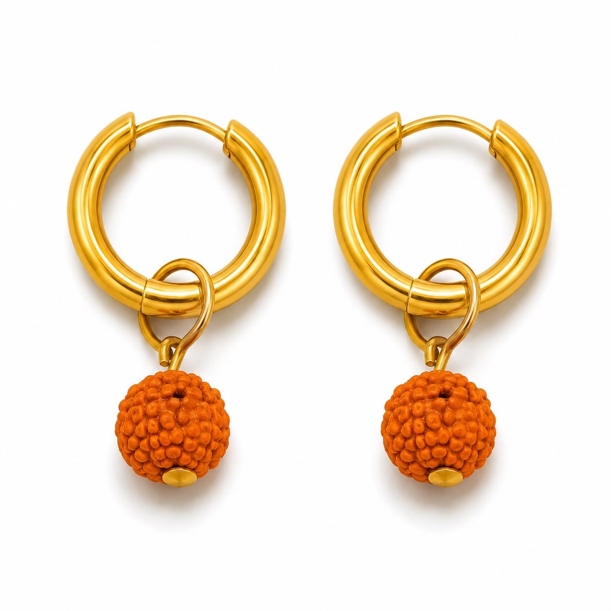 Pack of 2 Golden Lord Shiv Mahadev Rudraksha Bali Hoop Earrings for Boys & Men Stylish Gold Finish Religious Earring for Daily, Party & Travel-picture-31
