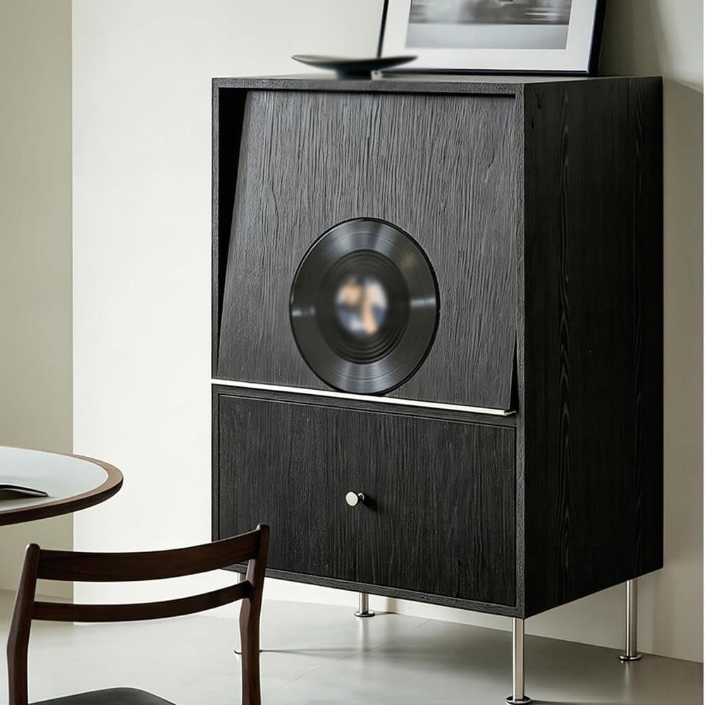 Disques vinyles Armoire étroite en Bois Massif de Salon