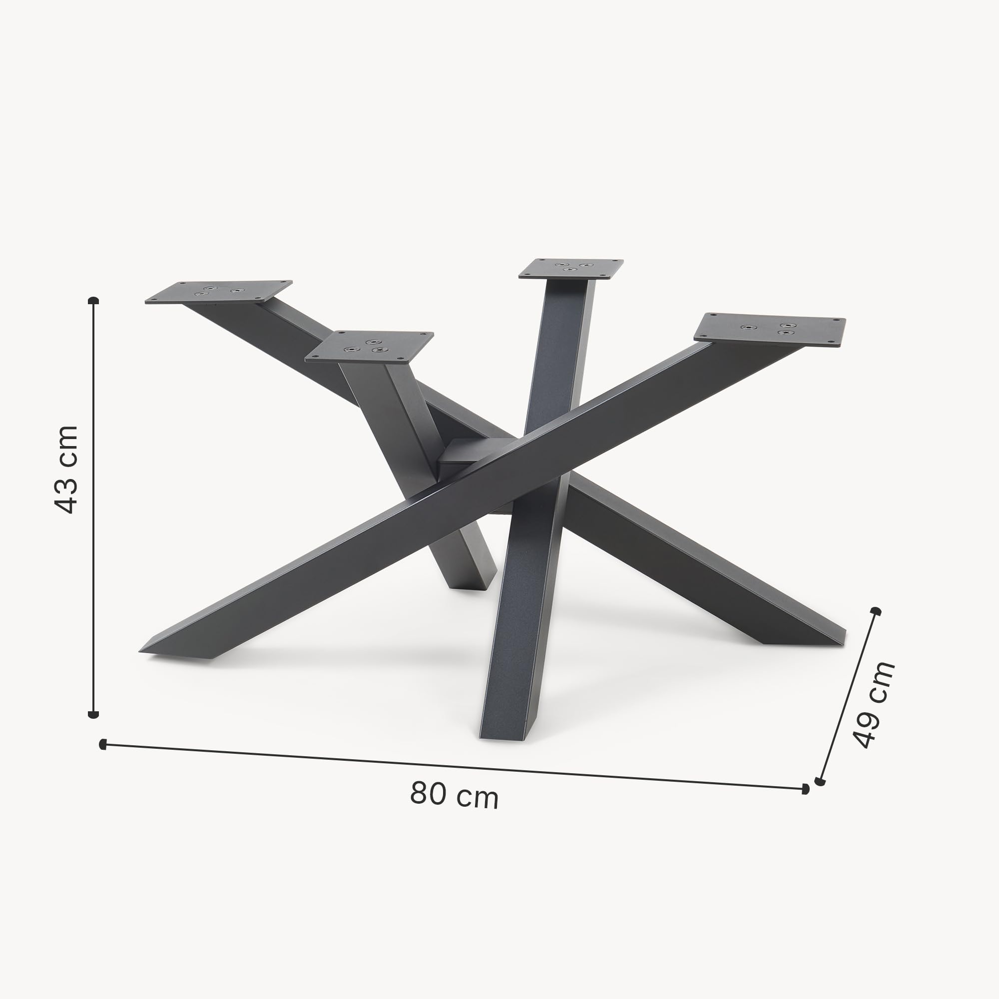[en.casa] Tischbeine Umala Tischgestell Spider Metall 80 x 49 x 43 cm Metallbeine für Beistelltisch Couchtisch Möbelfüße max. 160 kg Tischfüße Stahl Schwarz