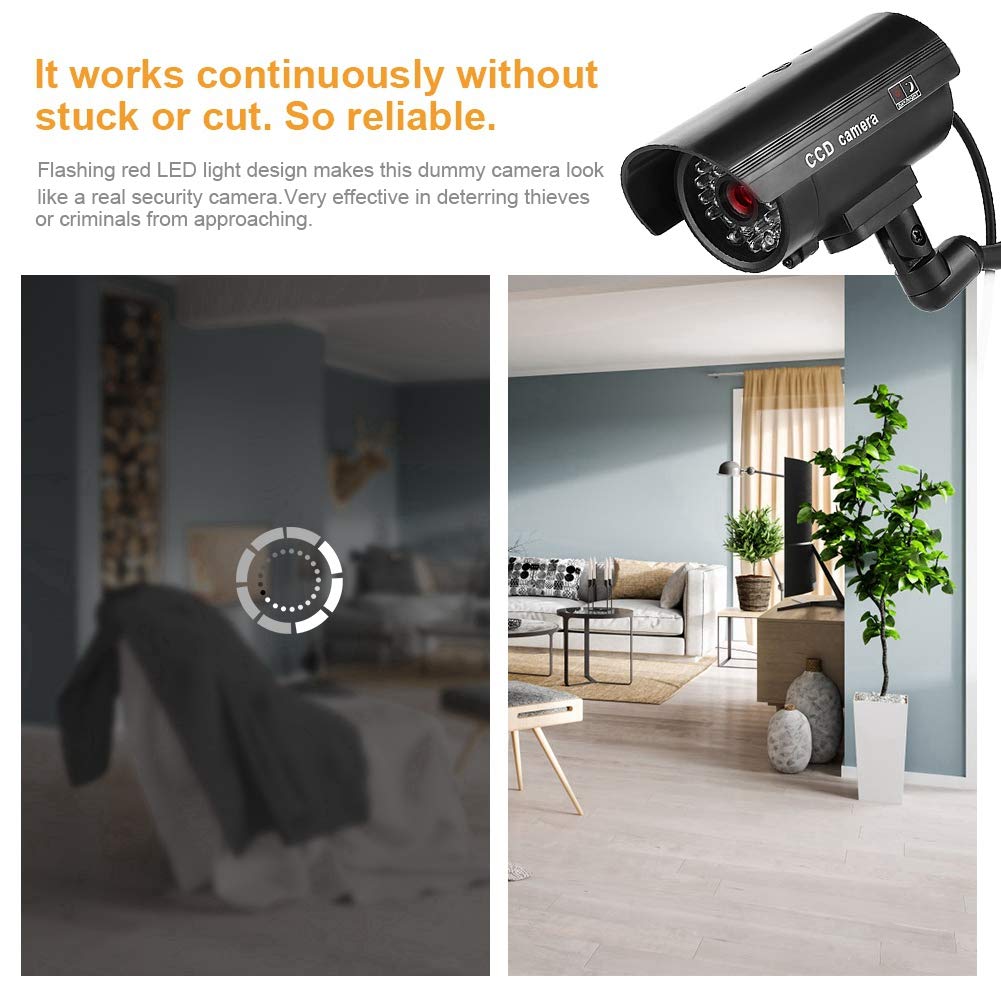 Caméra De Surveillance Factice Avec LED Clignotante - Dissuasion Anti-vol (Piles AA Non Fournies)