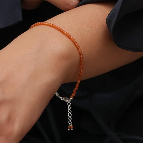 Miniatura 5 de Gempires Natural Blue Opal Beads Beaded Bracelets For Women Hypoallergenic 7 + 1 Inch Adjustable Chain (Blue Opal)