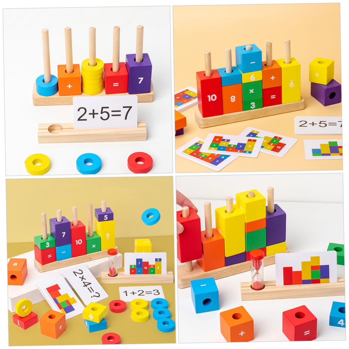 Holz Bausteine für Lernspielzeug Montessori Zahlenrechen Bunte Zahlenblöcke aus Sicherem Material für Vorschulkinder Jahre zur Kognitiven und Mathematikverständnis
