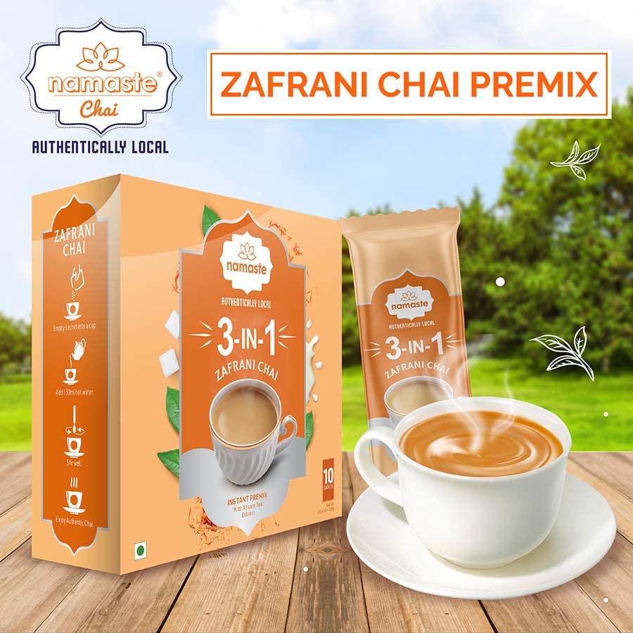 Miniatura 4 de Namaste Chai Zafrani Saffron Tea Premix  Saquitos instantáneos de té de azafrán en polvo con leche y azúcar  0.78 oz x 10 sobres