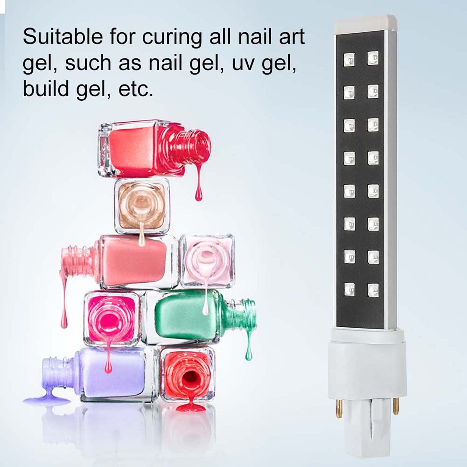 QANYEGN Nail Art Gel Curing Dryer Light Tube, Replacement UV Lamp Bulb, Portable Led Nail Lamp for Fast Curing