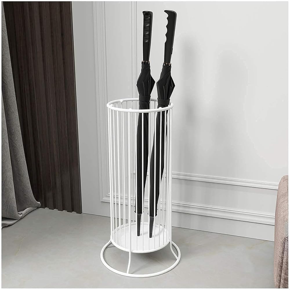 WQPMNYG Compact Metal Umbrella Stand Large Capacity Stable &(Size: 2 Color: White) - Perfect for Home & Office Decor Space-Saving Design Stylish Storage Solution.