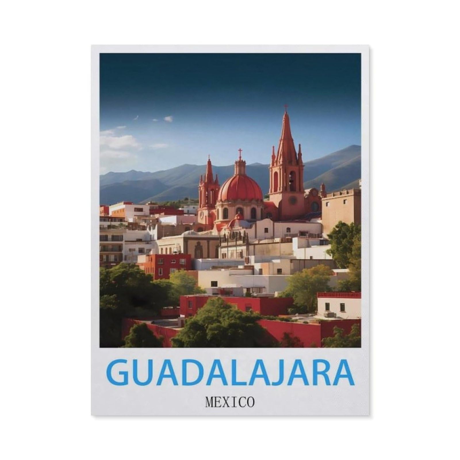 5D DIY Full Round Drill Diamond Painting，Guadalajara Mexico Vintage Travel Poster，Embroidery Full Round Diamond Cross Stitch Rhinestone Mosaic Decor Gift（50 x 60 cm/19.68 x 23.62 inches）-BV63
